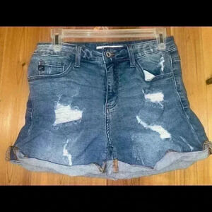Kancan High Rise Distressed Denim Shorts Size Womens 27